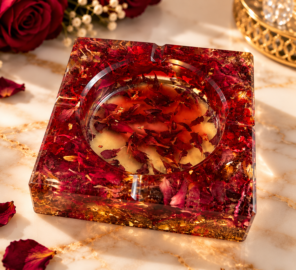 Red Carnation Square Ashtray