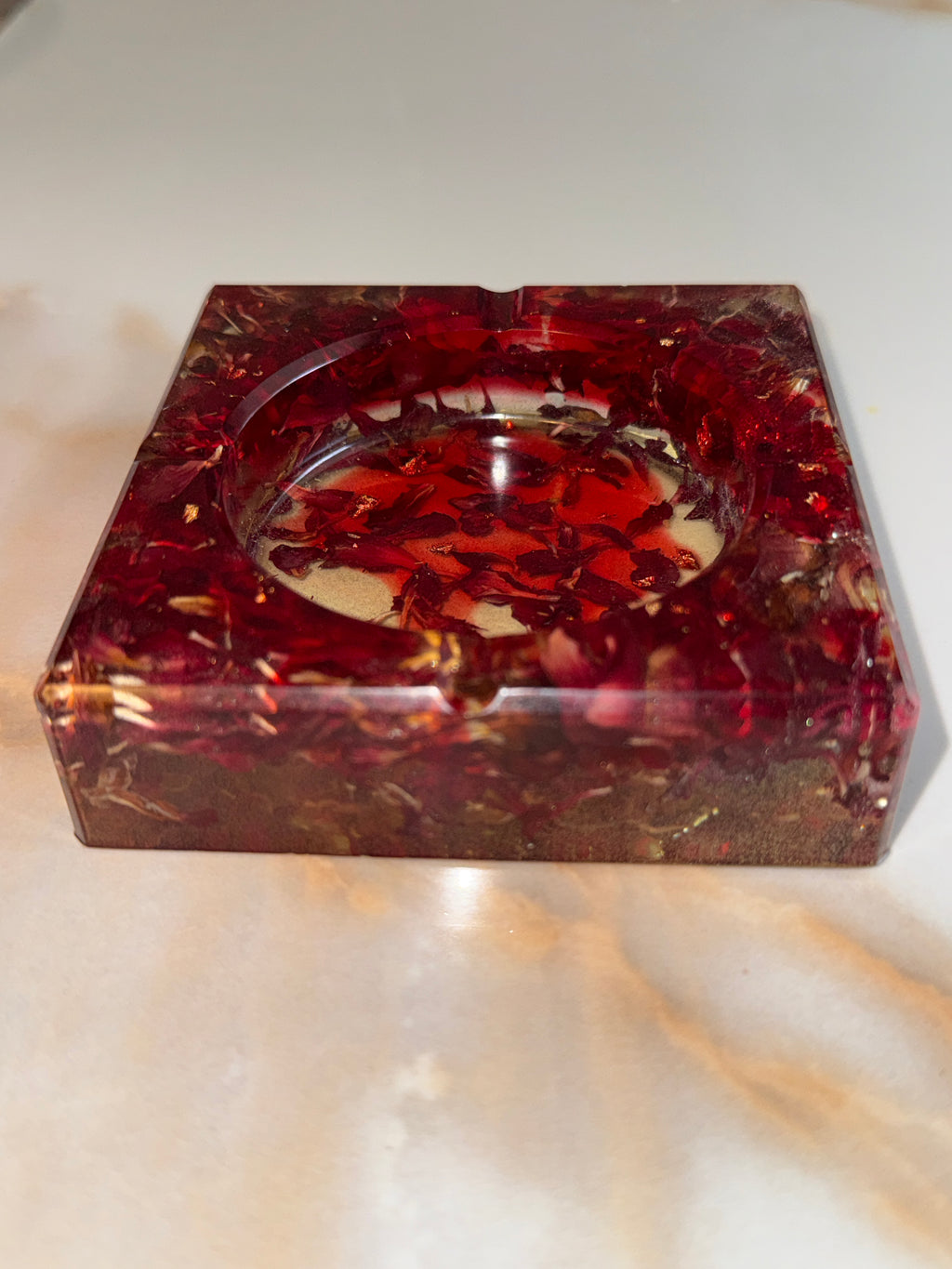 Red Carnation Square Ashtray