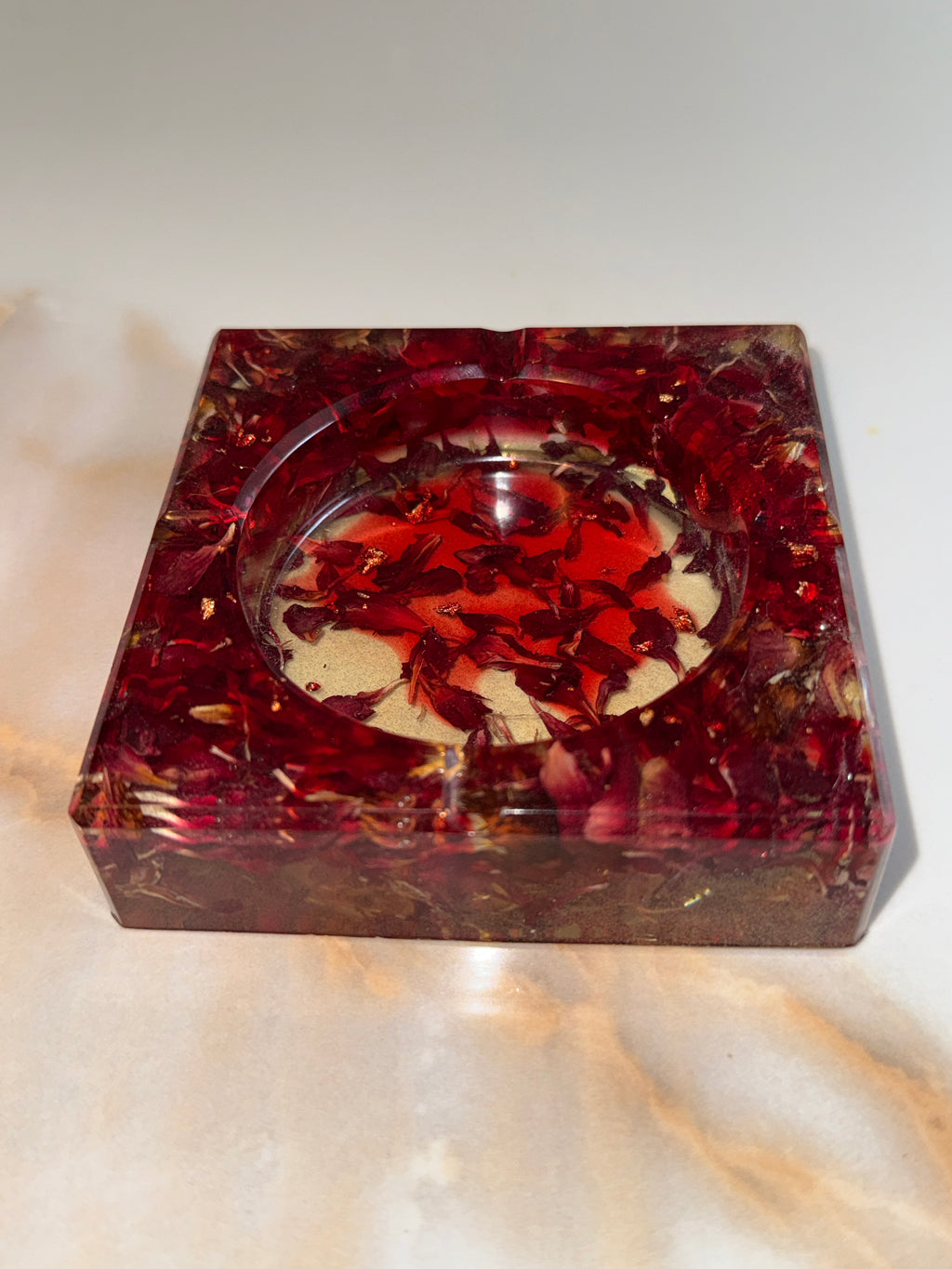 Red Carnation Square Ashtray