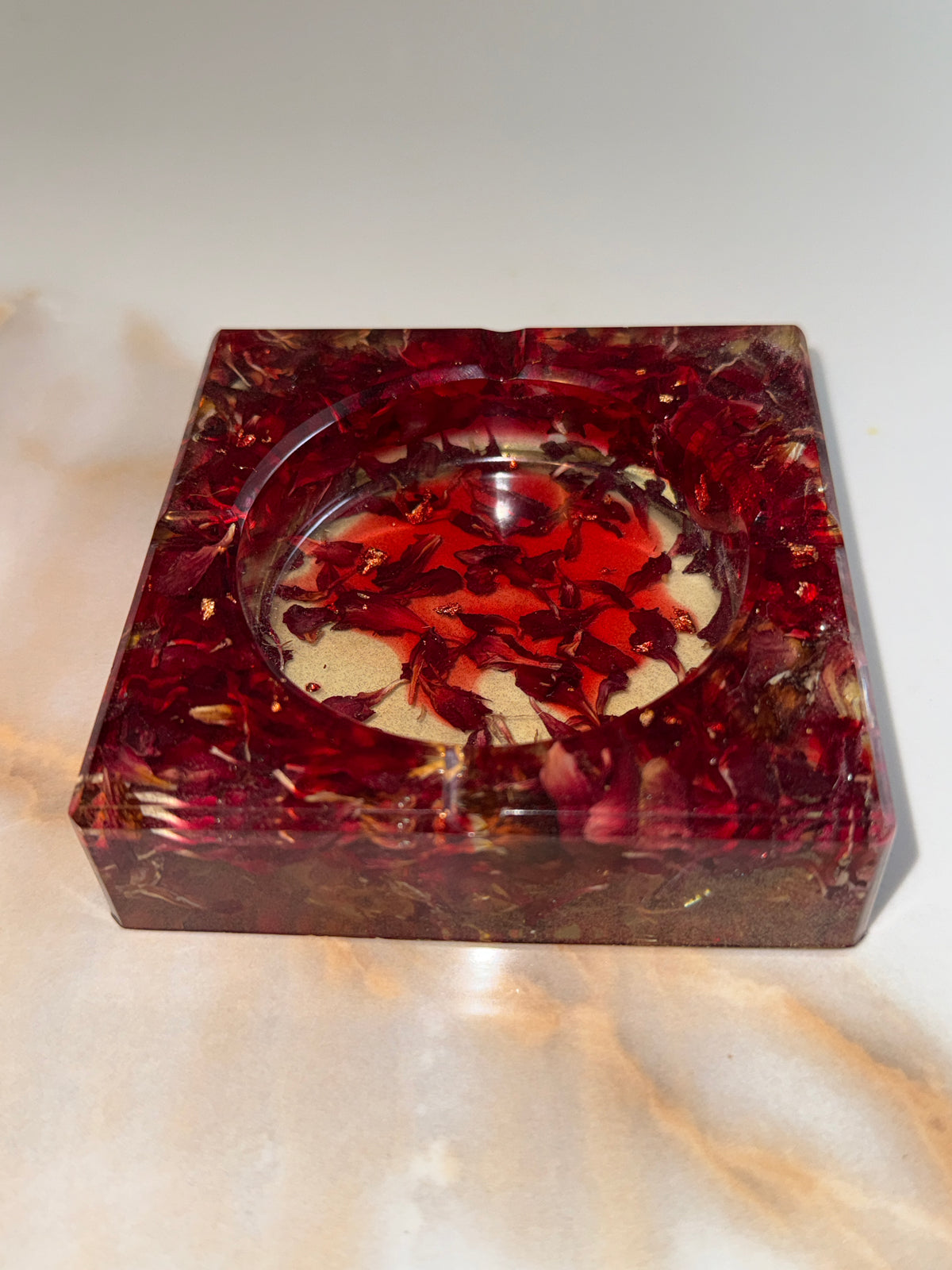 Red Carnation Square Ashtray