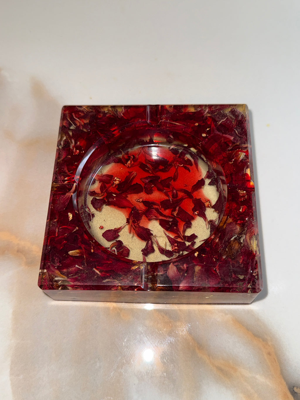 Red Carnation Square Ashtray