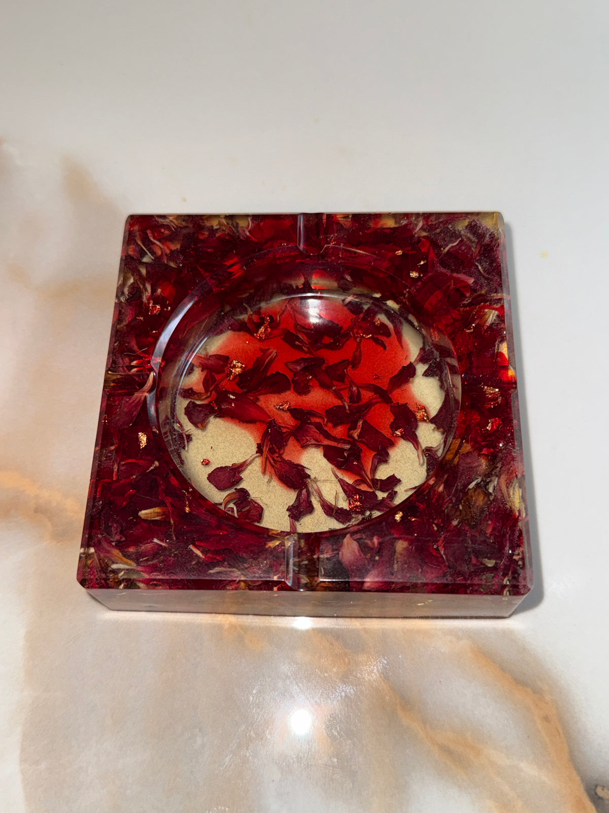 Red Carnation Square Ashtray