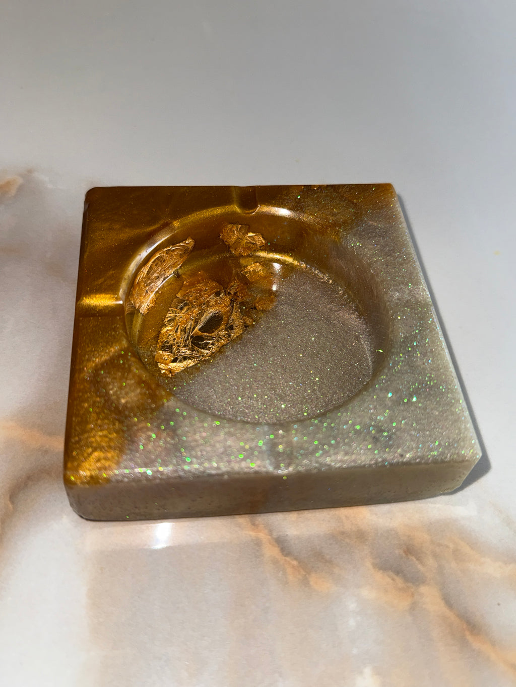 Silver & Gold Square Ashtray