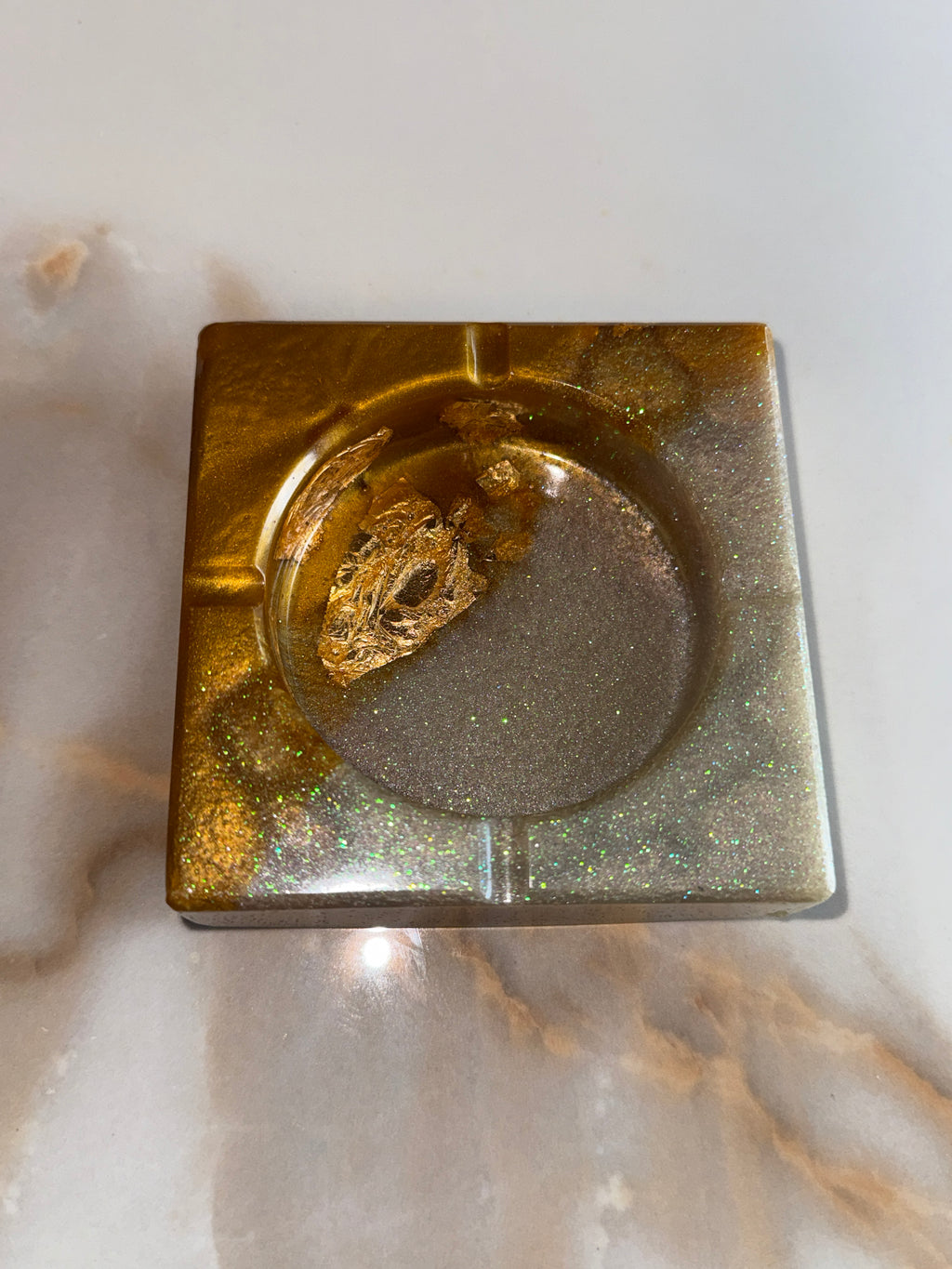 Silver & Gold Square Ashtray