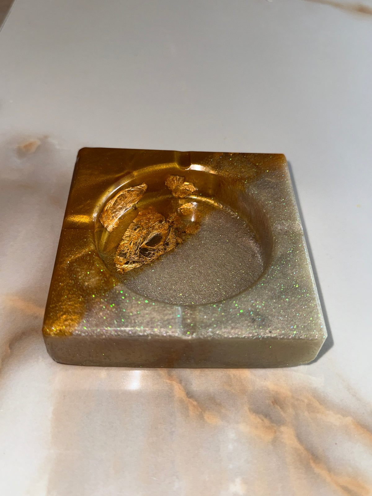 Silver & Gold Square Ashtray