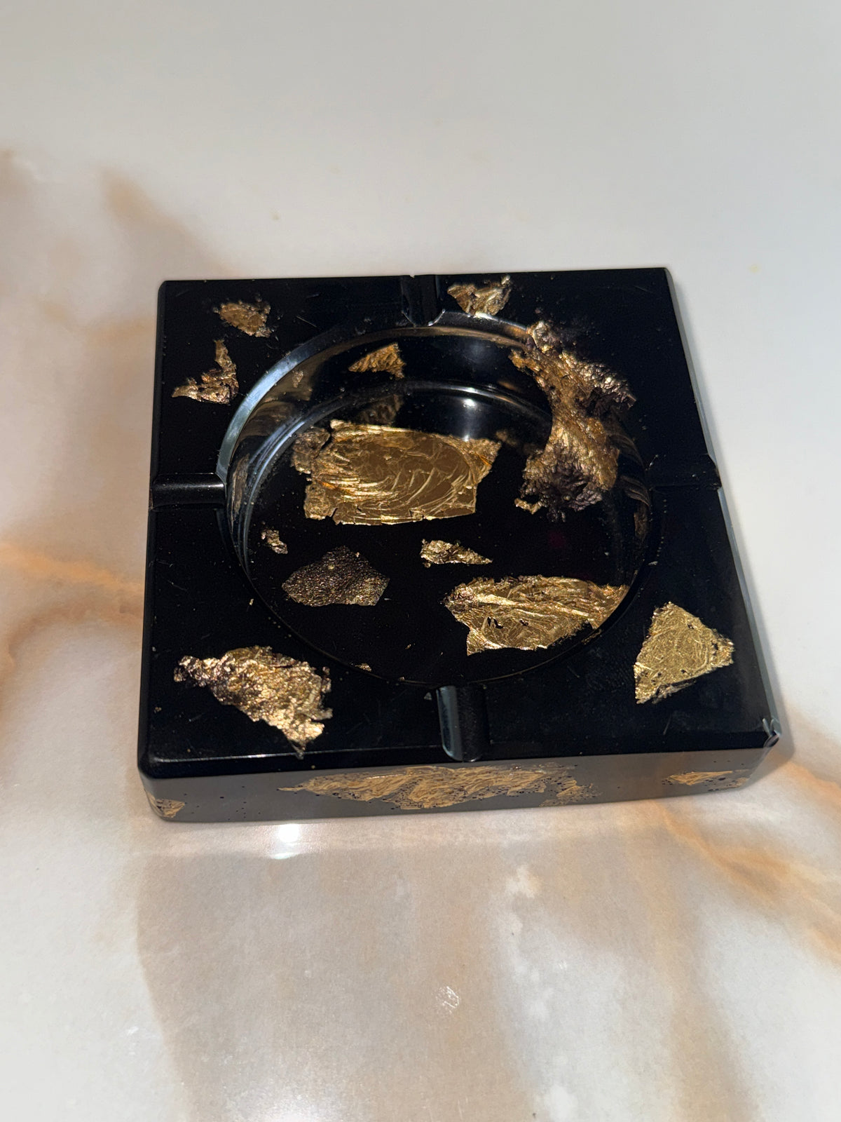 Black & Gold Square Ashtray