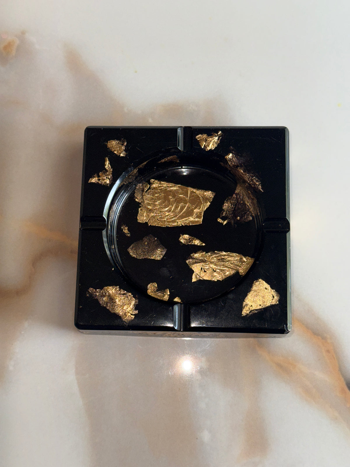 Black & Gold Square Ashtray
