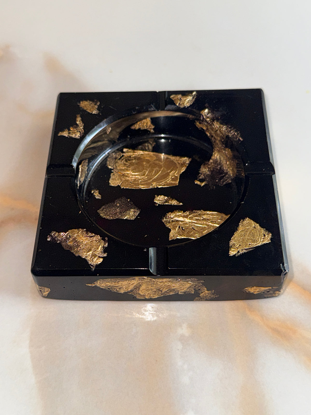 Black & Gold Square Ashtray